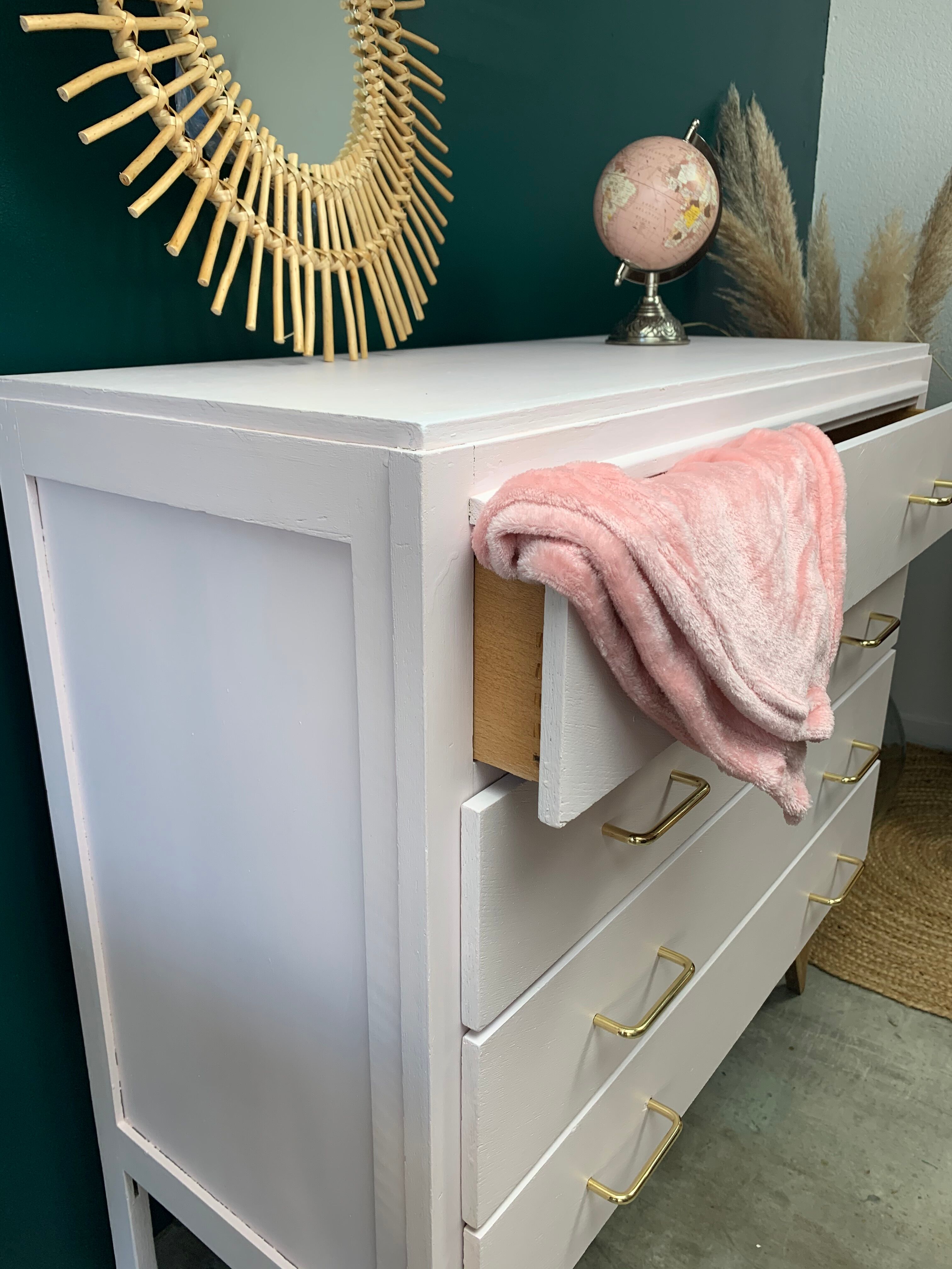Powder pink vintage dresser