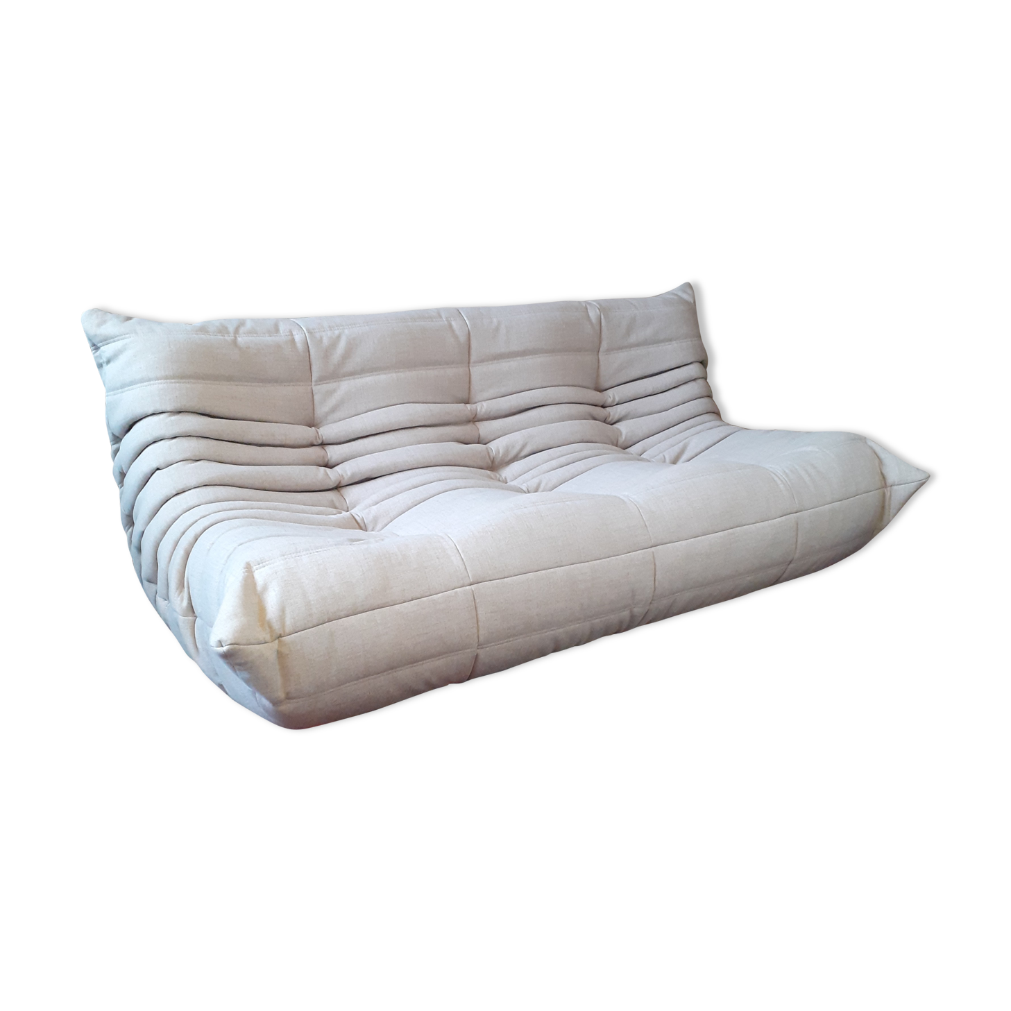 Togo beige wool bench by Michel Ducaroy