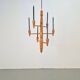 Brutalist Twisted Spool Candle Chandelier in Wood, 1960s