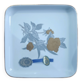 Vintage square plate signed in porcelain T. Limoges 20x20 Original new condition