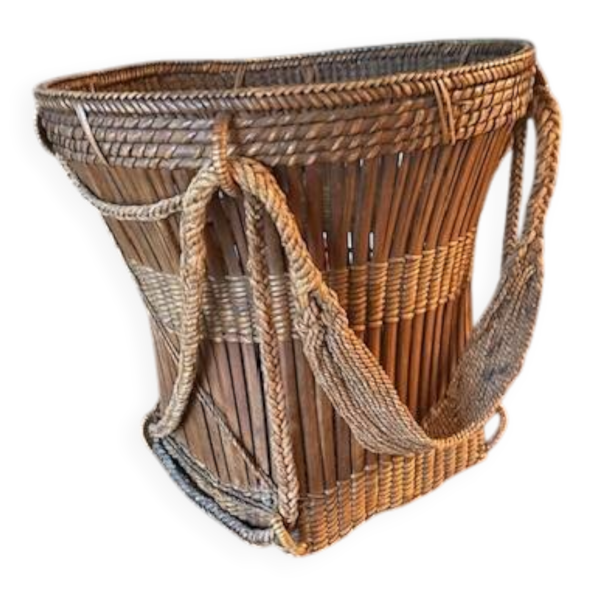 Panier à thé ancien en bambou tressé – Asie