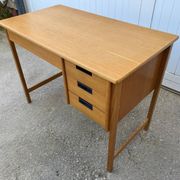 Scandinavian desk in light teak wood with 3 + 1 drawers, vintage from the 60s