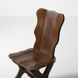 Set of 6 Dutch brutalist dining chairs in stained oak, 1970s
