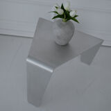 Sculptural Brushed Aluminum Side Table, Minimalist Contemporary Design