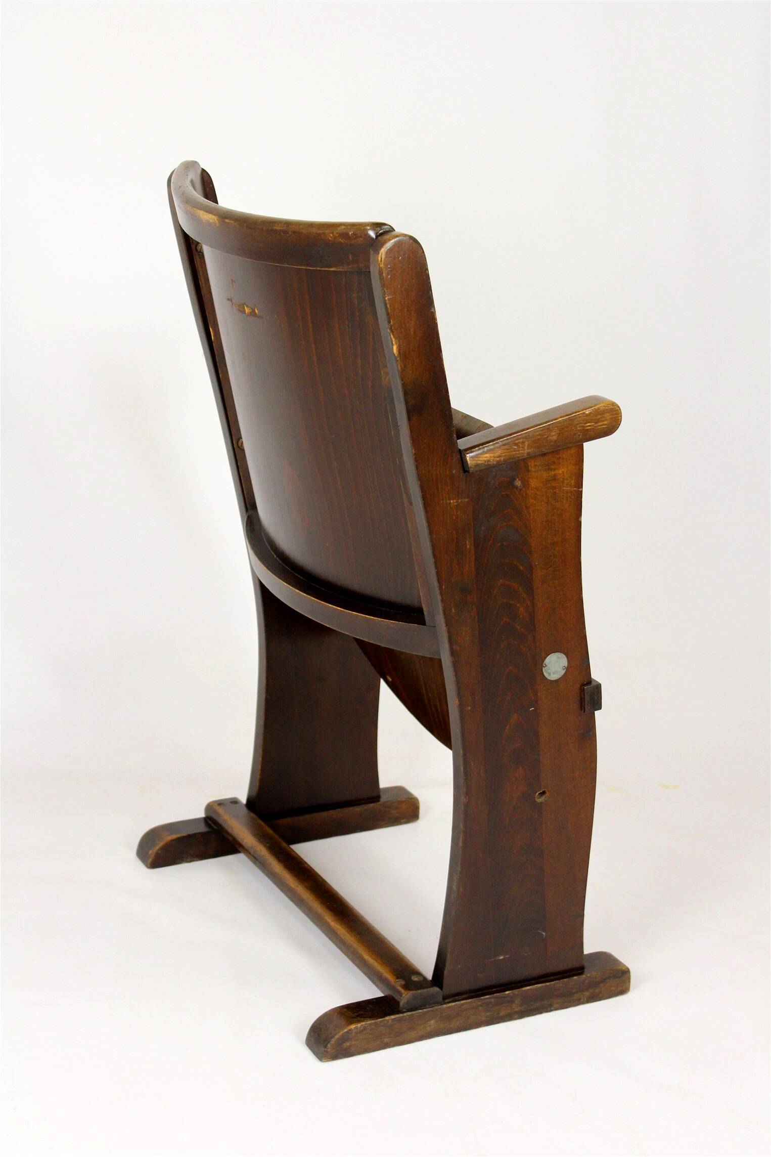Vintage Cinema Chair TON (Thonet), 1940s Czech, Wooden Theatre Seat
