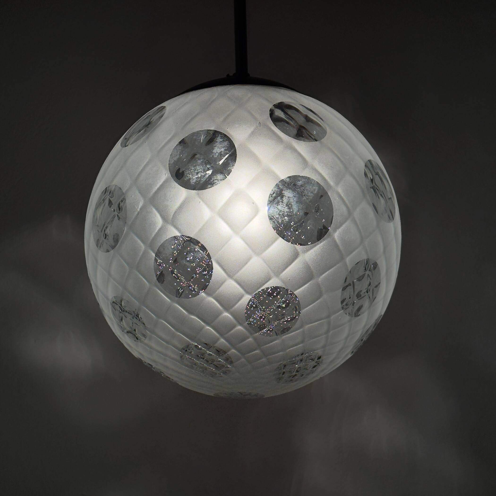 Vintage murano sphere ball pendant lamp Italy 1950s