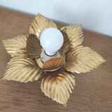 Wall sconce lamp leaves golden metal 30cm