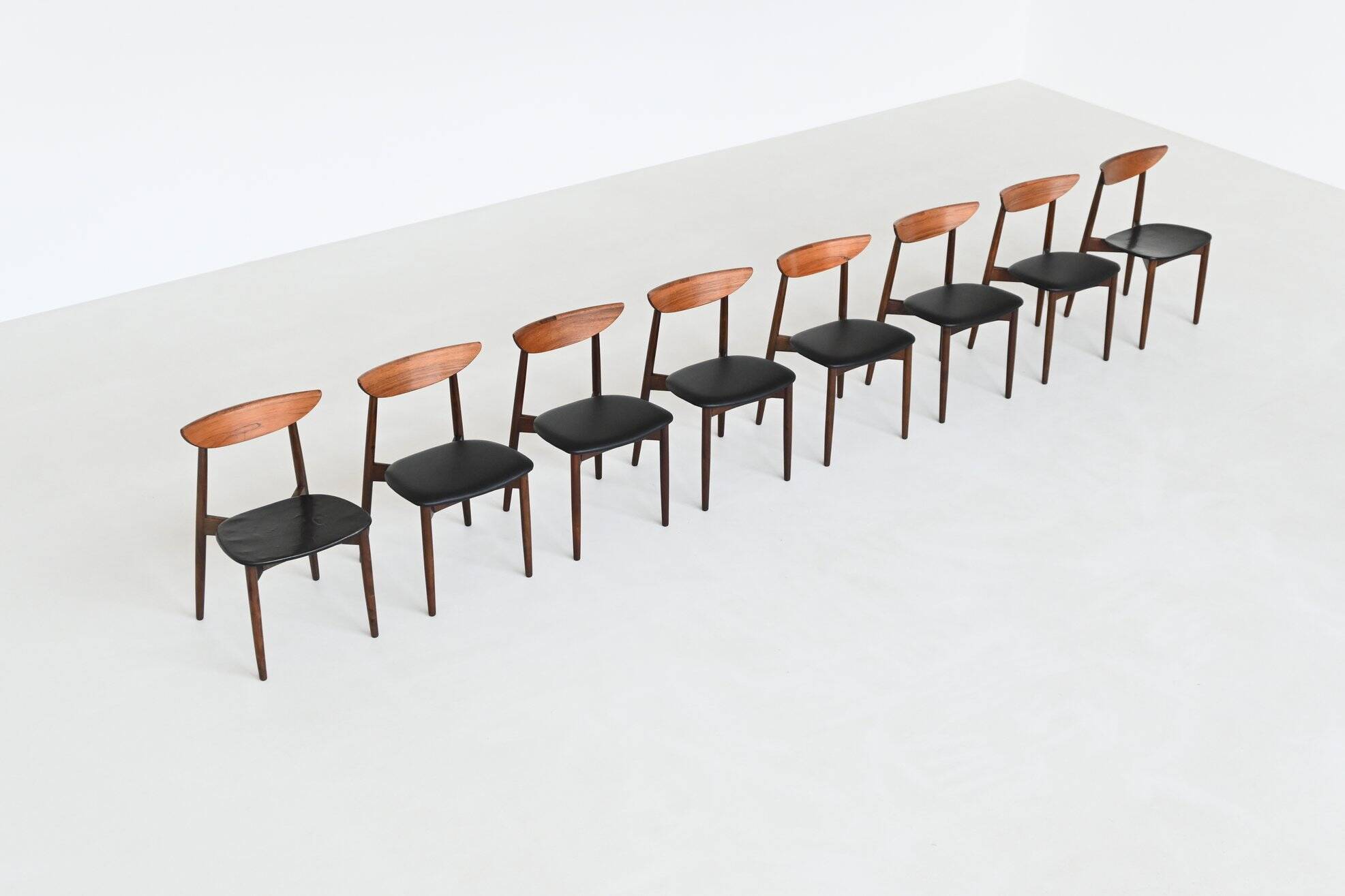 Harry Ostergaard set of eight dining chairs rosewood Randers Denmark 1960