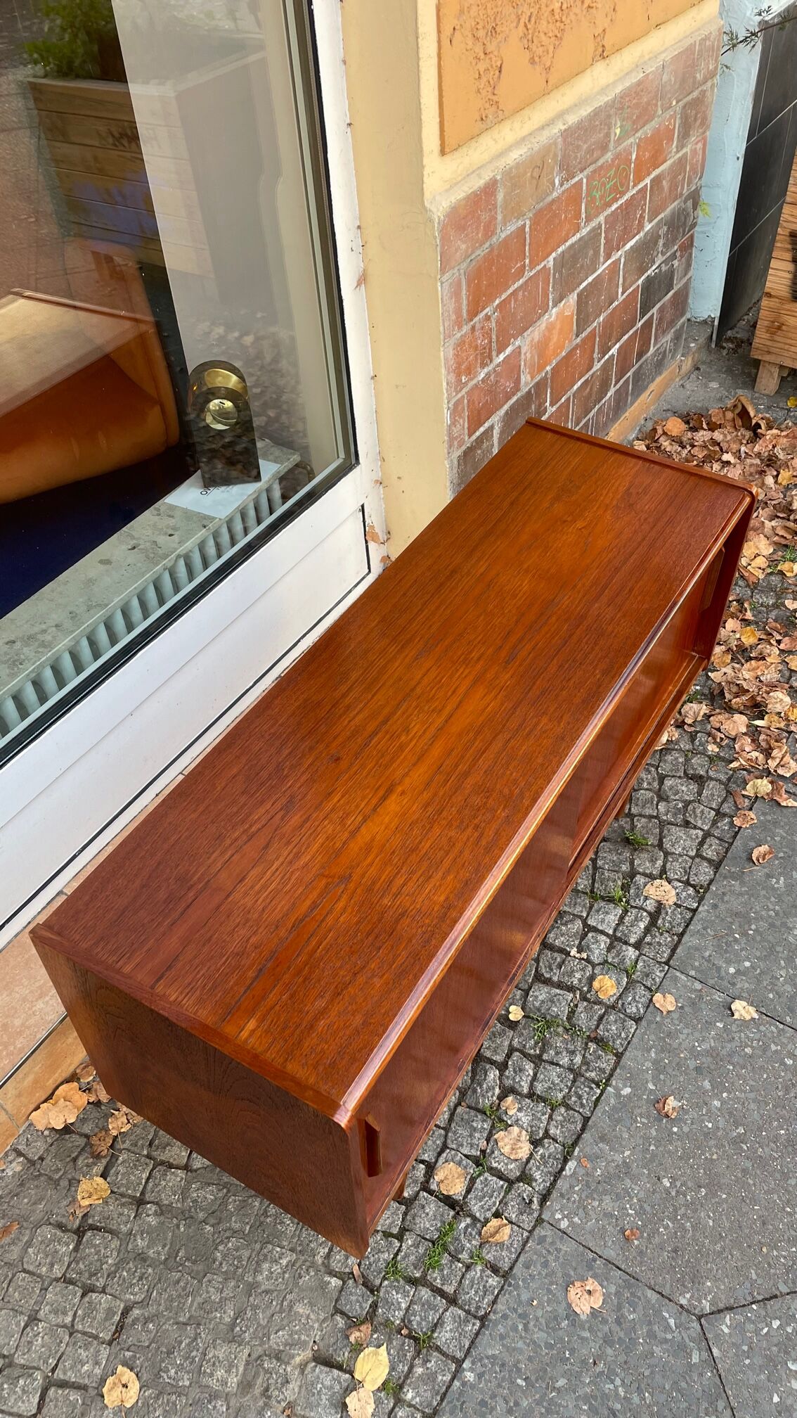 Sideboard two sliding teak doors 60s