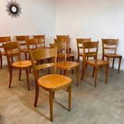 Lot 12 wooden bistro chairs by Horgen Glarus 70s vintage