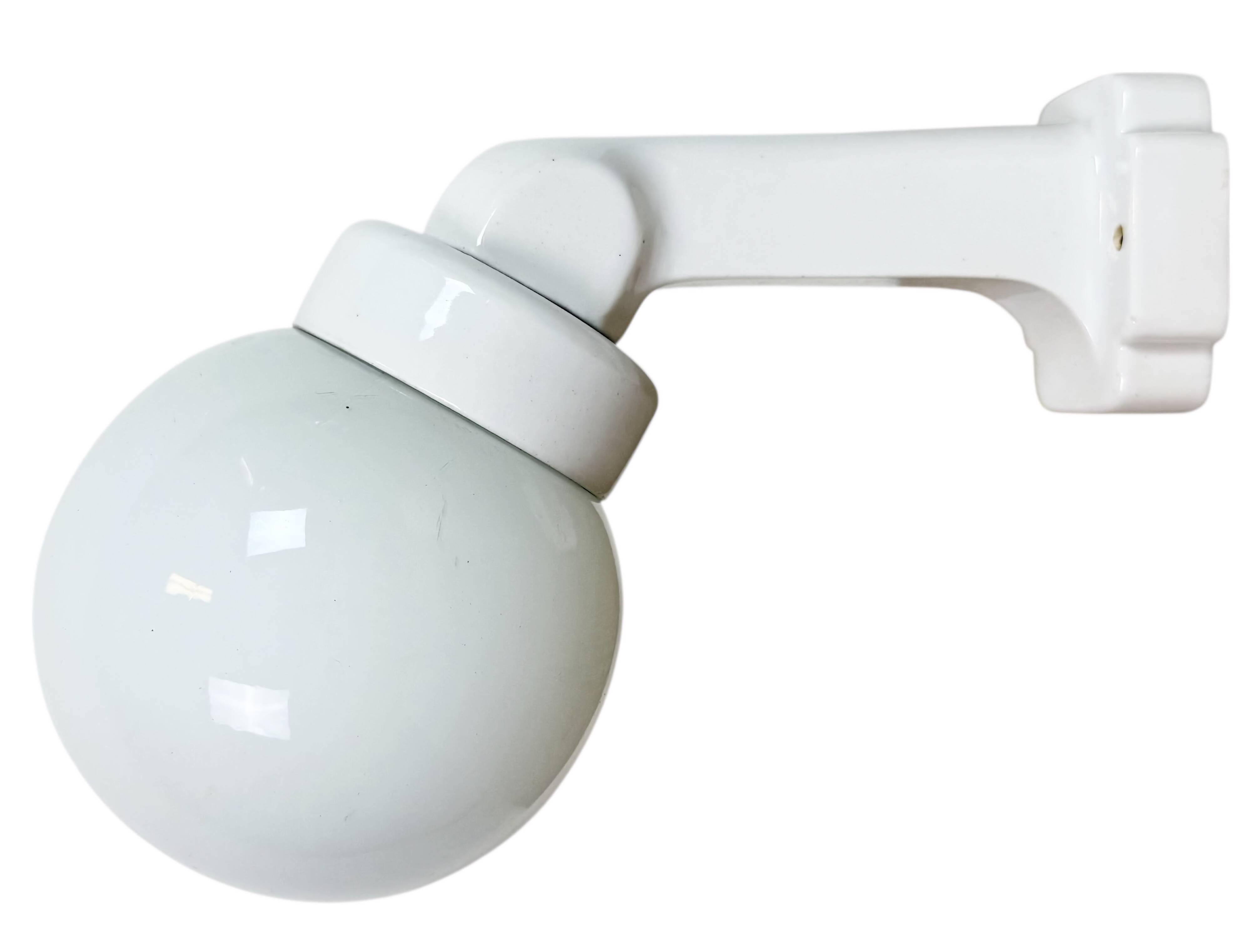 Vintage White Porcelain Wall Light with Milk Glass, 1950s