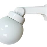 Vintage White Porcelain Wall Light with Milk Glass, 1950s