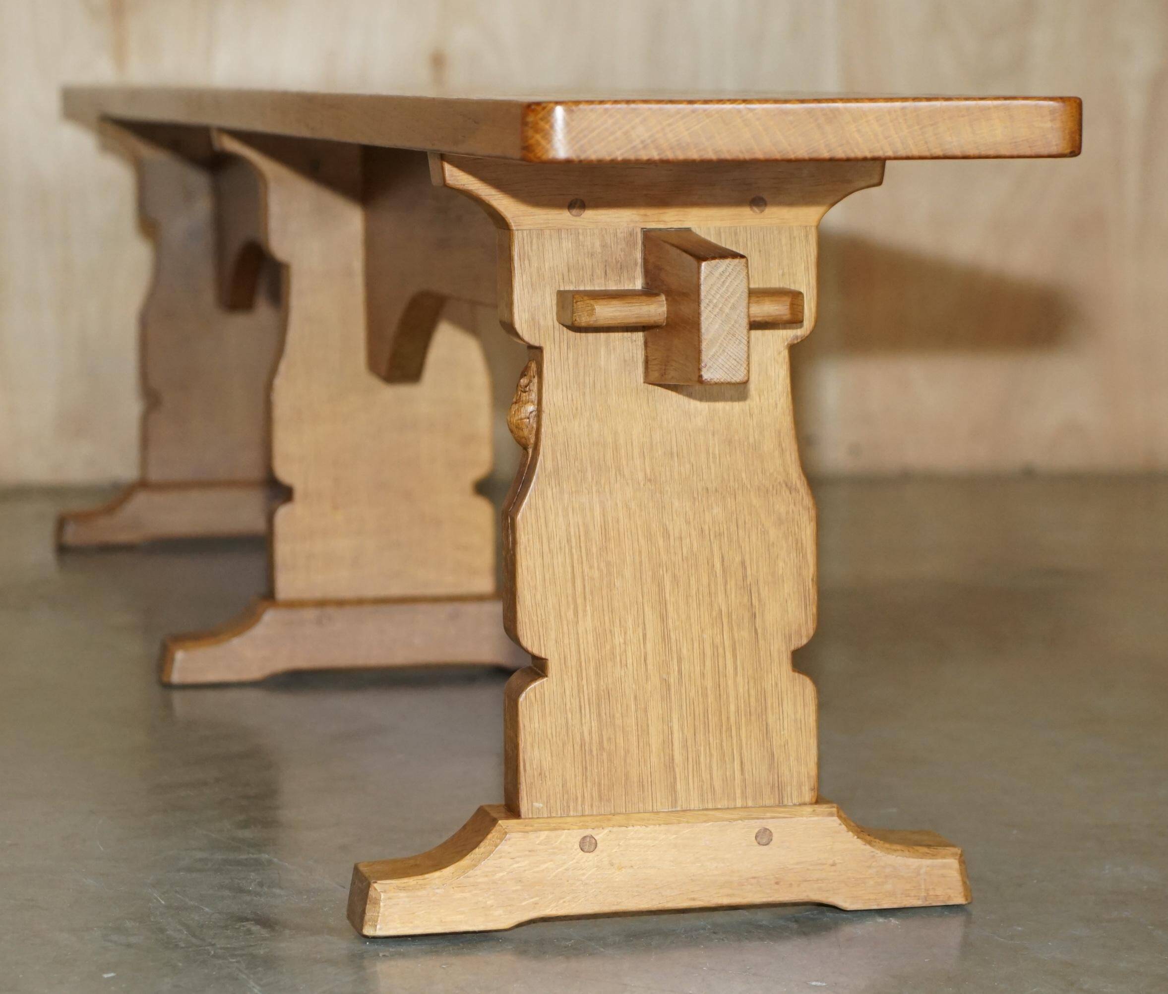 Pair of vintage dining room benches by Robert Mouseman Thompson