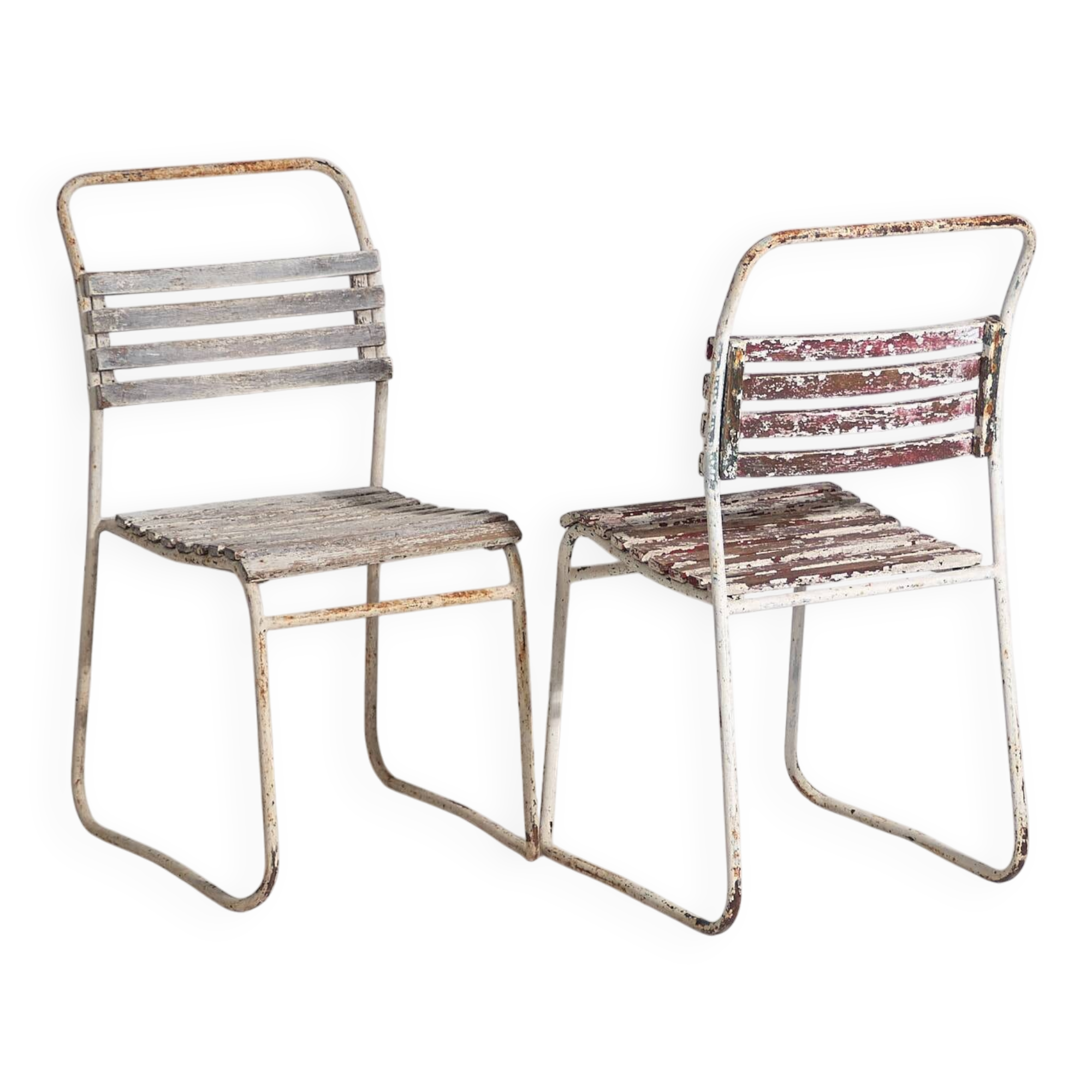 Antique white outdoor chairs (circa 1920). Set of 4