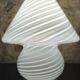 White striped Murano mushroom lamp / swirl – Vintage 1970 – Perfect