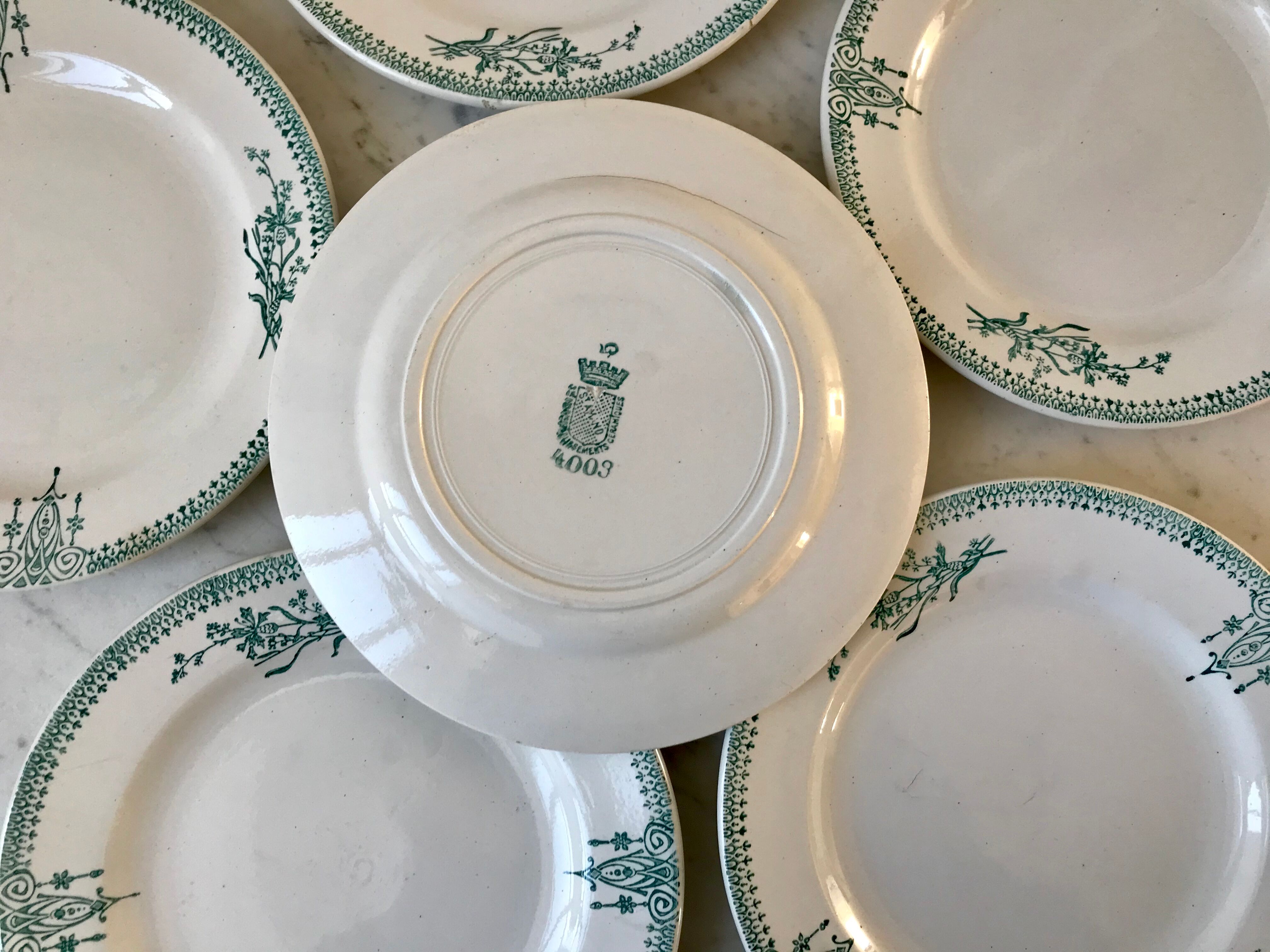 6 Terre de Fer Saint-Amand dessert plates late nineteenth