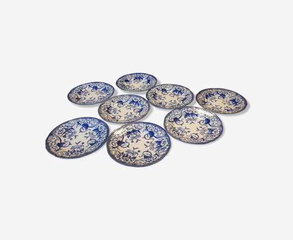 8 assiettes plates bleues Creil Montereau | Selency