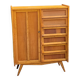 Vintage Golden Blond Oak Chest of drawers Feet Compass 6 Drawers 1 Door 50s