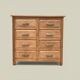 Art Deco chest of drawers in raw solid wood with 8 drawers.