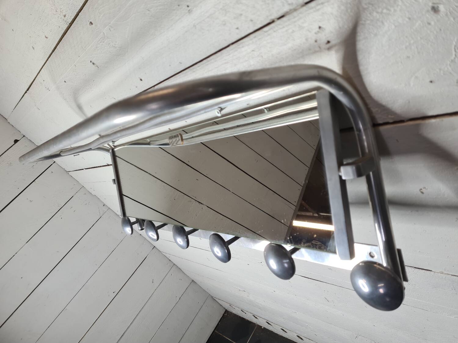 Coat rack with aluminum hat rack