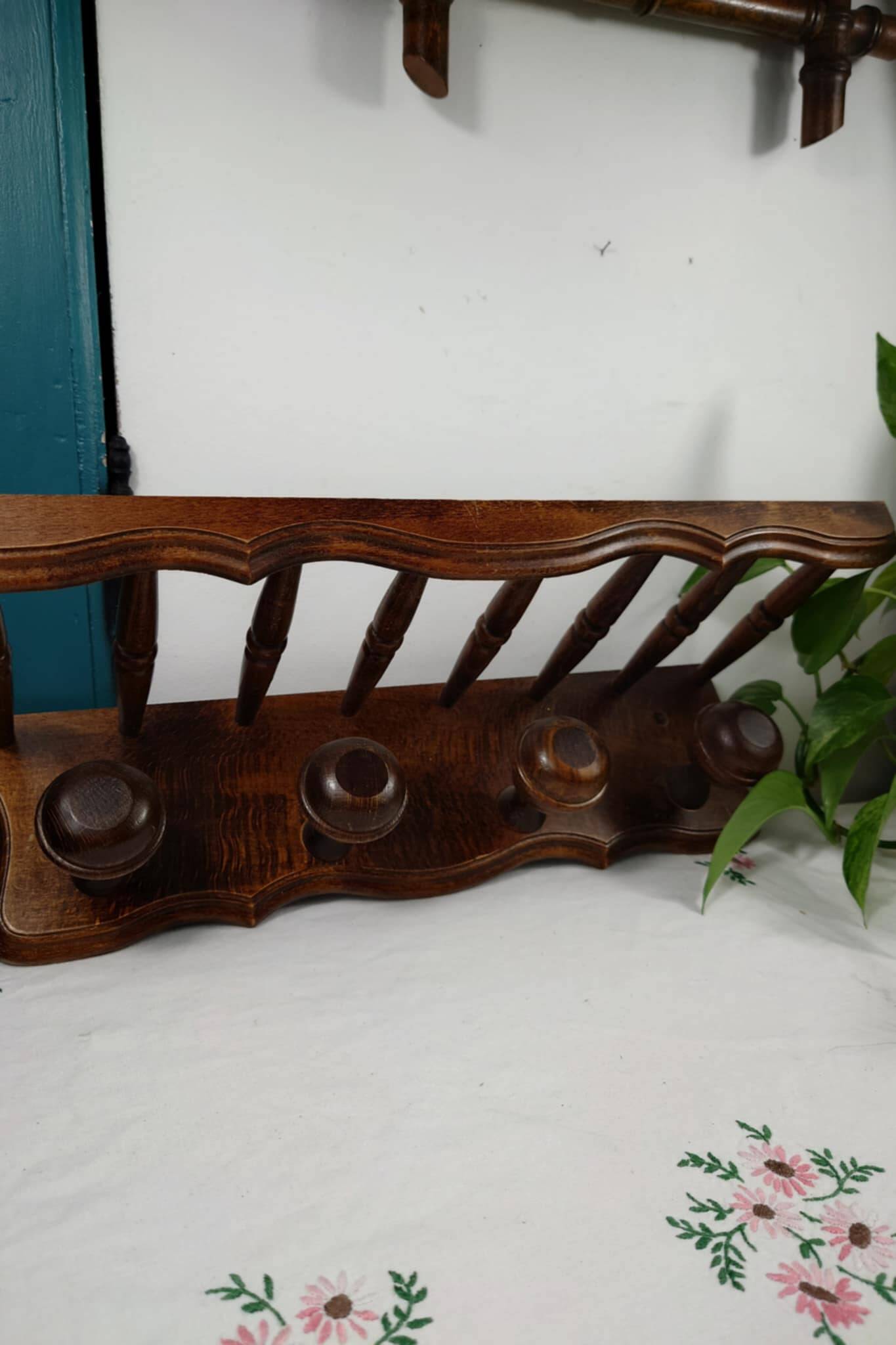 Wooden wall hook with hat shelf