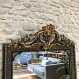 Old mirror 153.5x98.5cm Napoleon III late 19th century, beveled and stitched ice.