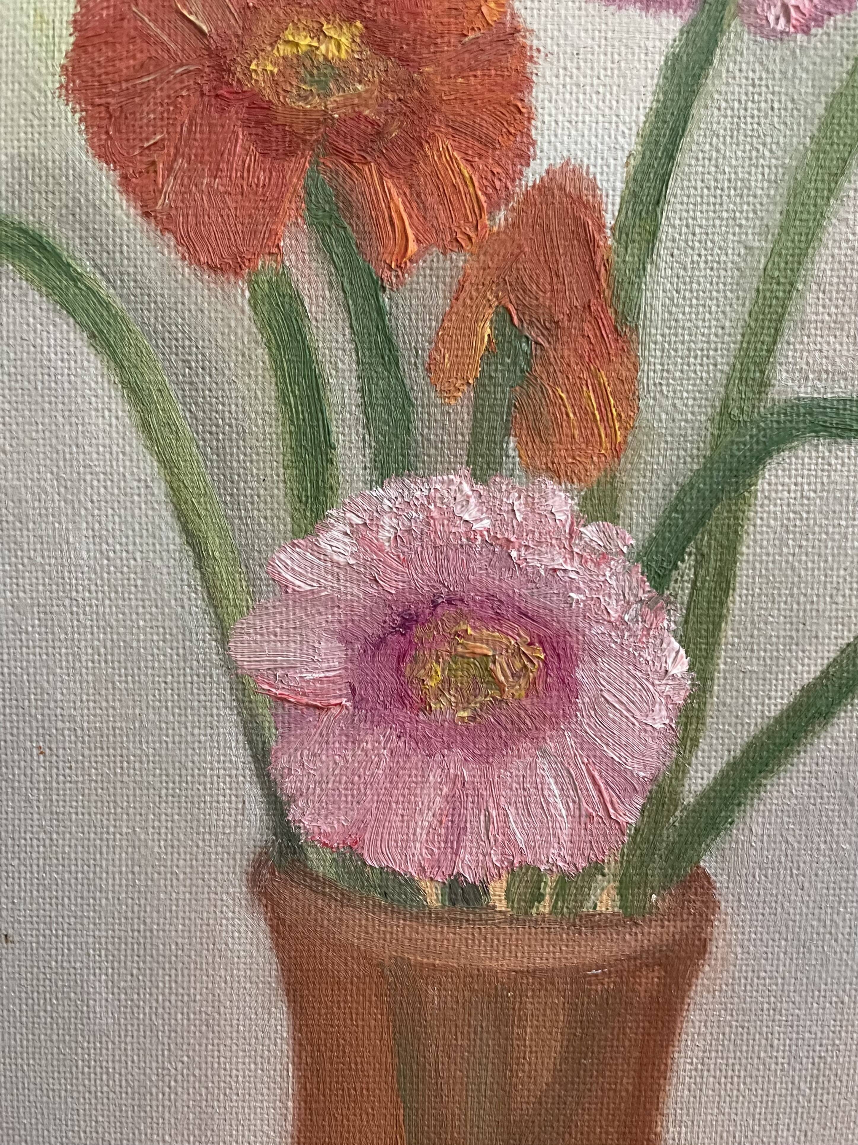 Tableau bouquet, peinture sur toile