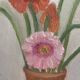 Tableau bouquet, peinture sur toile