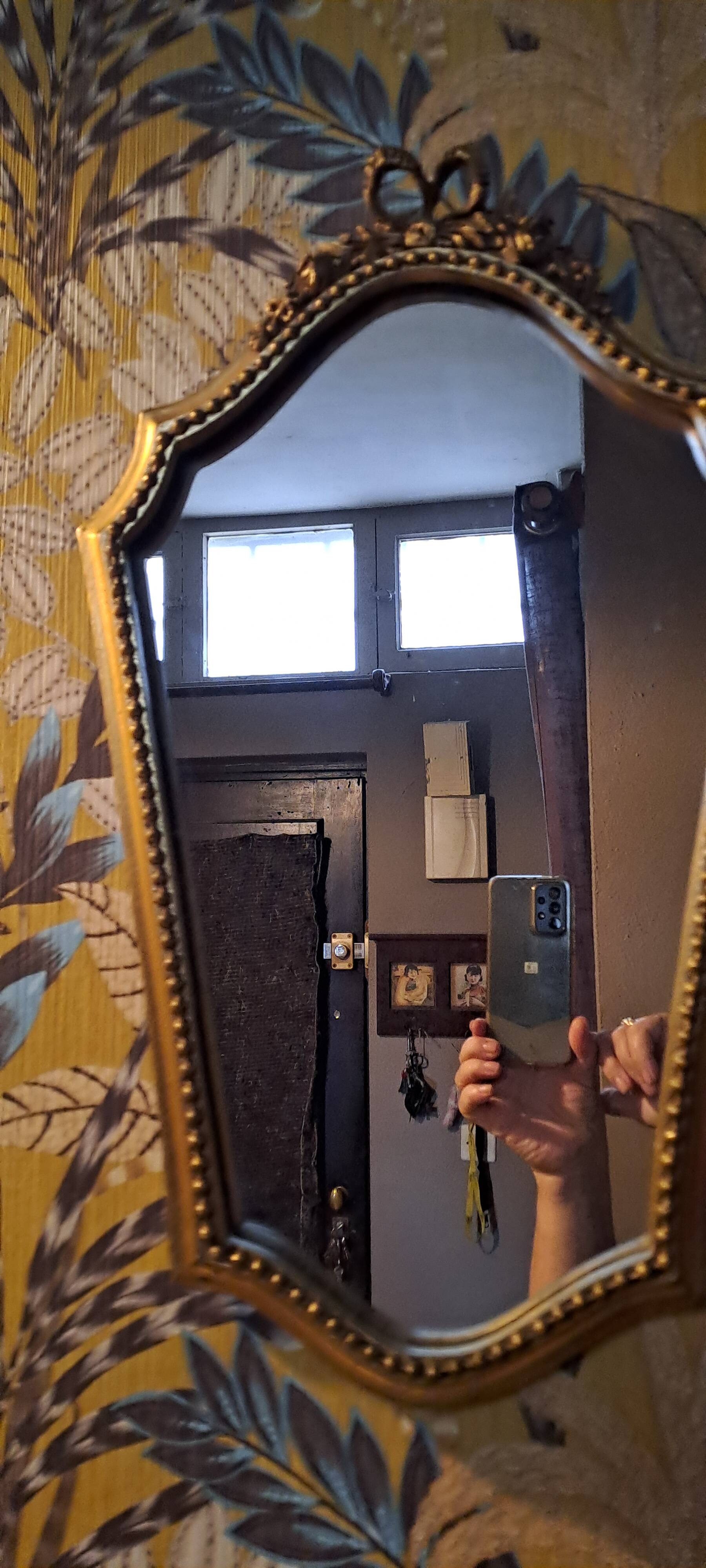 Gilded Mirror XX France Vintage Decoration Classic Gilded Wooden Frame