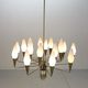 Italian mid-century modern brass and opaline glass chandelier, 1960