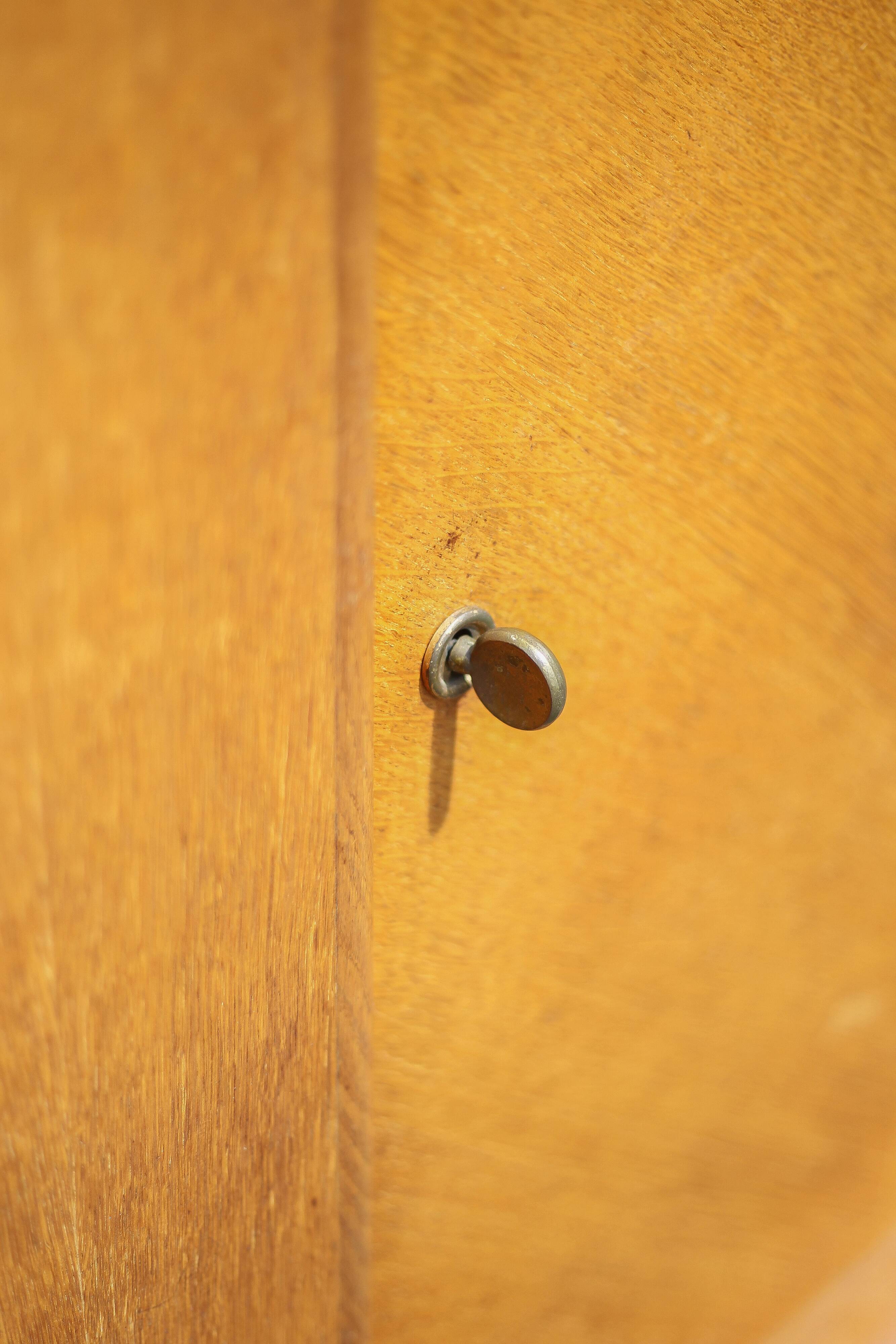 Vintage wooden sideboard, 1-door sideboard with compass feet, storage unit, small chest