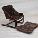Chaises longues en cuir marron des années 1970 par Ake Fribytter pour Nelo Suède.
