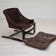 Chaises longues en cuir marron des années 1970 par Ake Fribytter pour Nelo Suède.