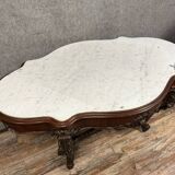 Violin-shaped pedestal table in mahogany and white marble, Napoleon III period