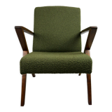 Vintage olive green boucle armchair, 1970s