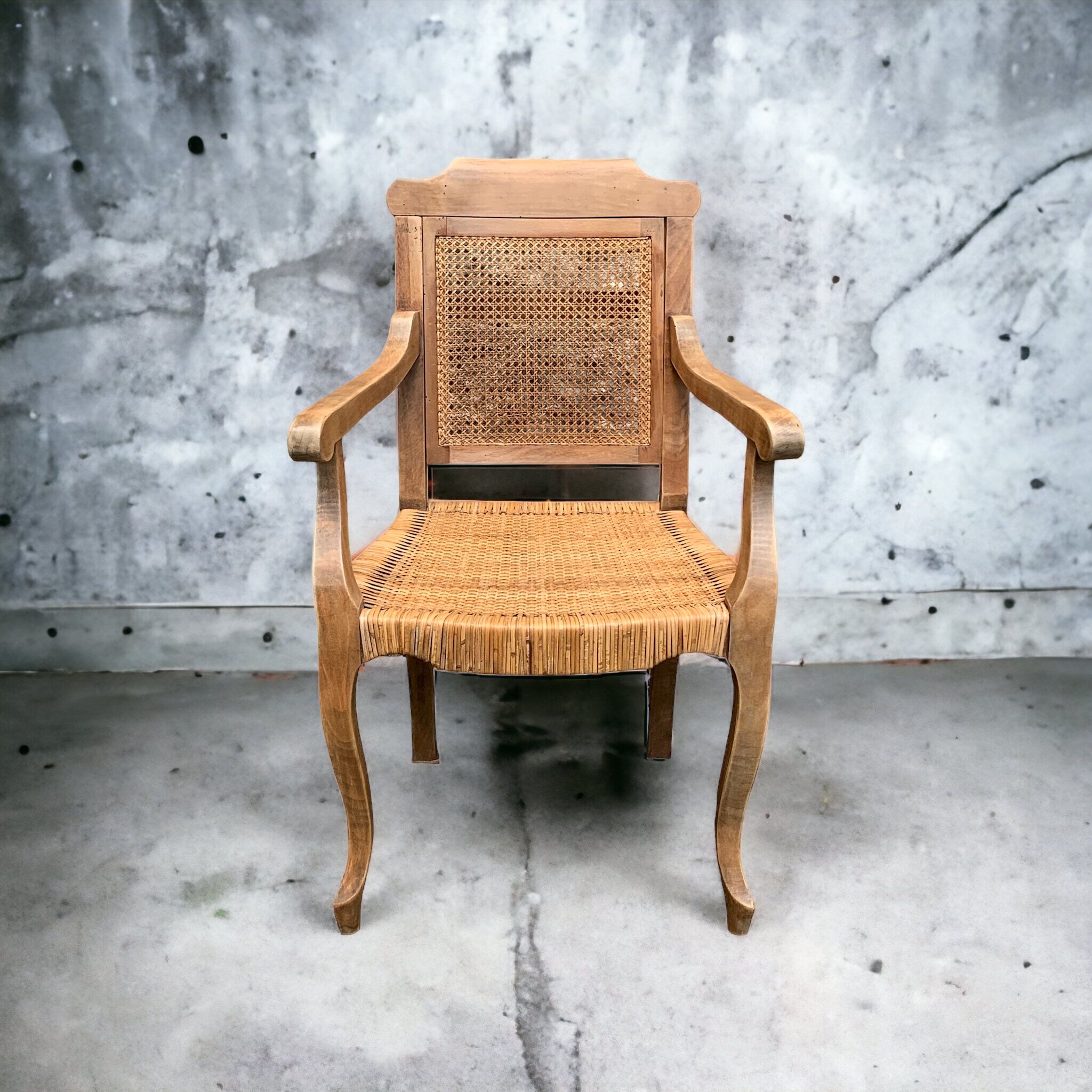 Barber's armchair in wood cannage and straw 1900