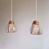 Suspension design en laiton et verre transparent (5 disponibles)