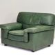 Roche Bobois lounge armchair in original green patinated leather, 1970