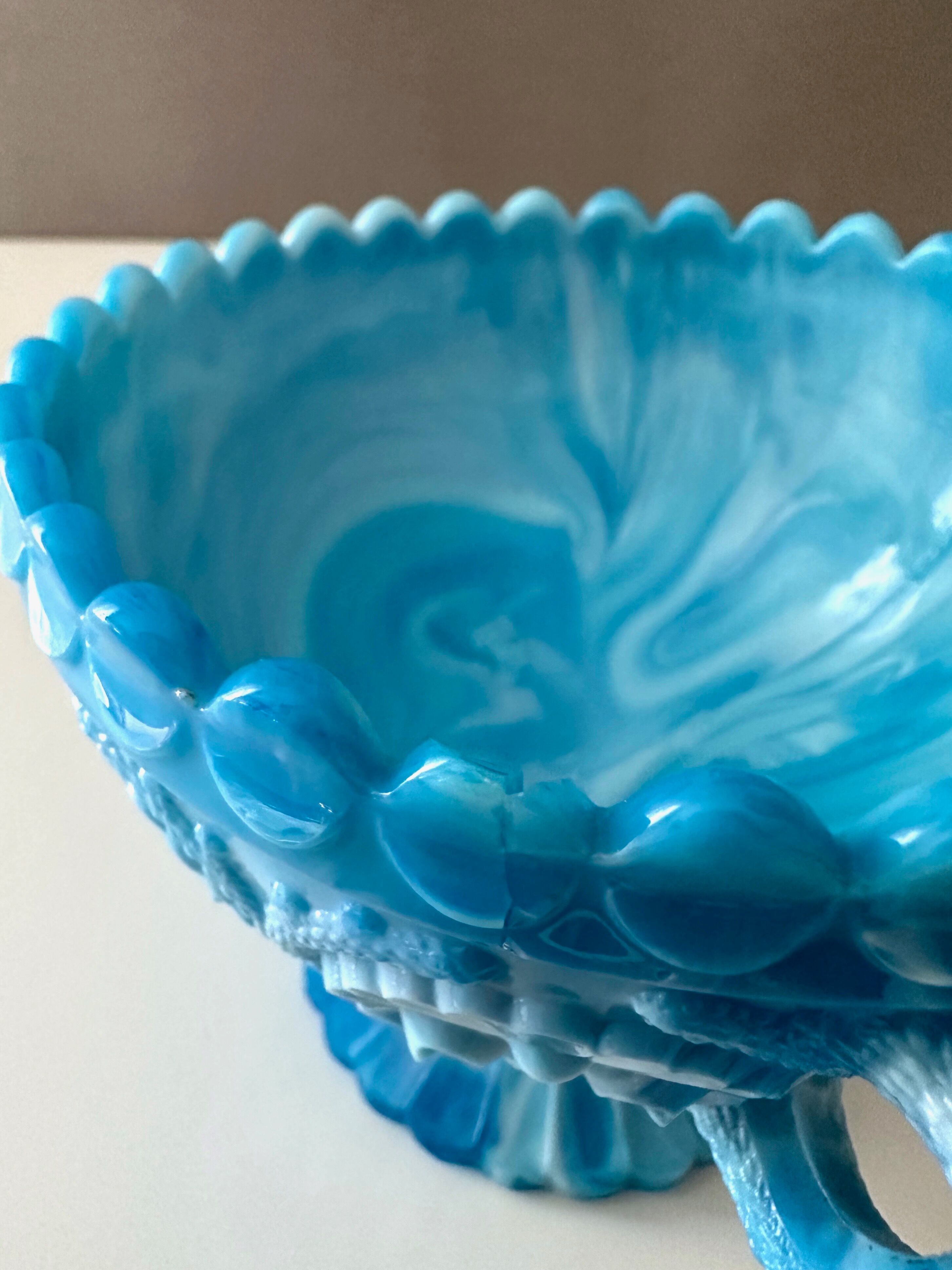 Victorian blue malachite glass bowl, Davidson