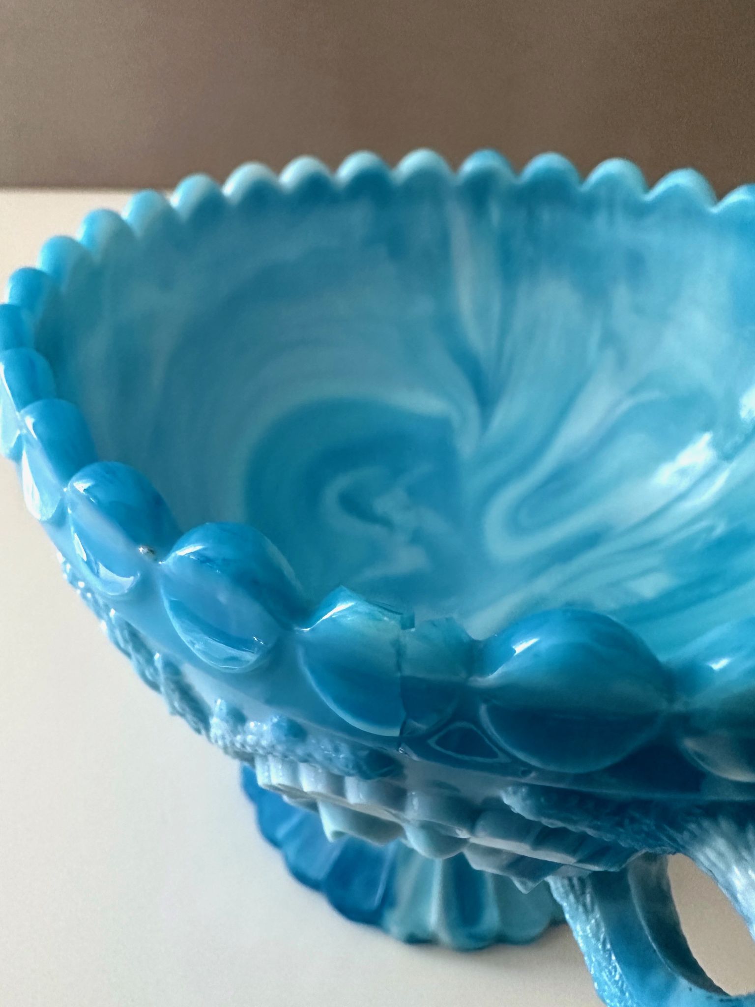 Victorian blue malachite glass bowl, Davidson