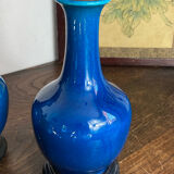 Pair of crackled ceramic lamps