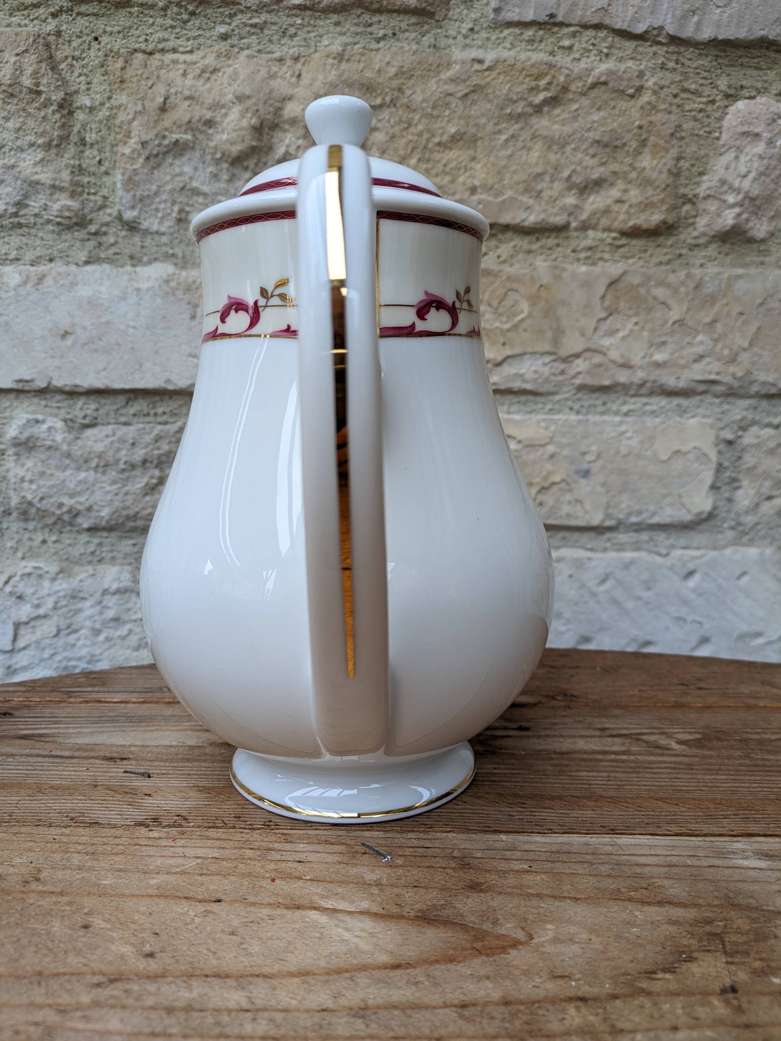Guy Degrenne Limoges porcelain coffee pot sample with gilding