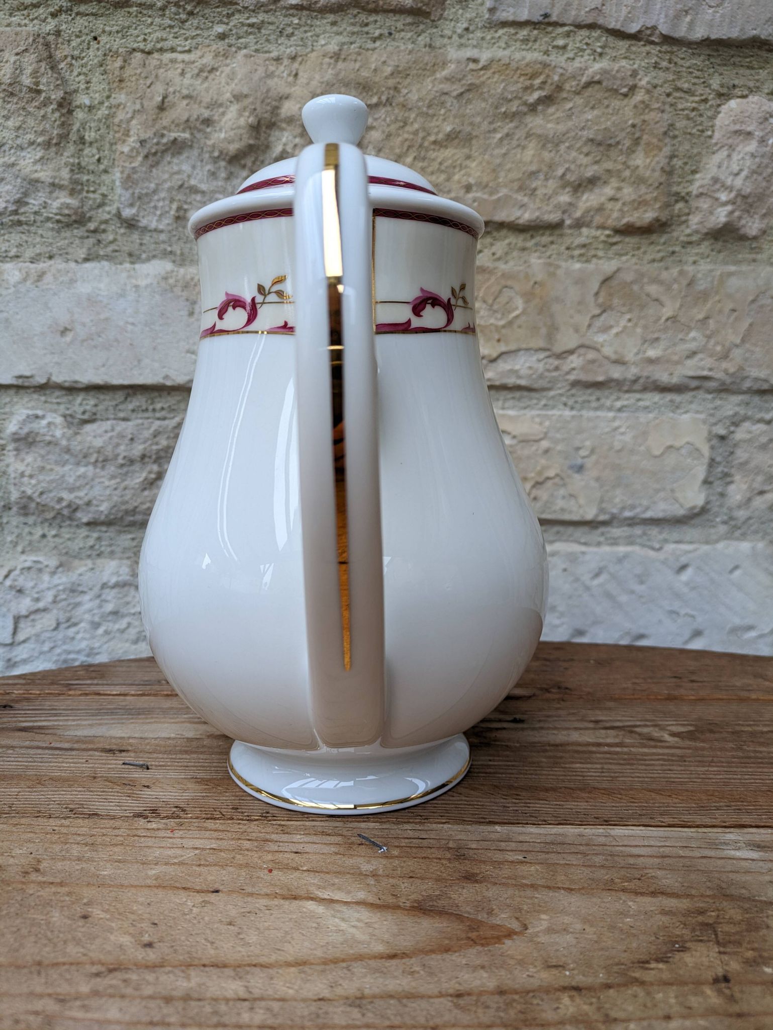 Guy Degrenne Limoges porcelain coffee pot sample with gilding