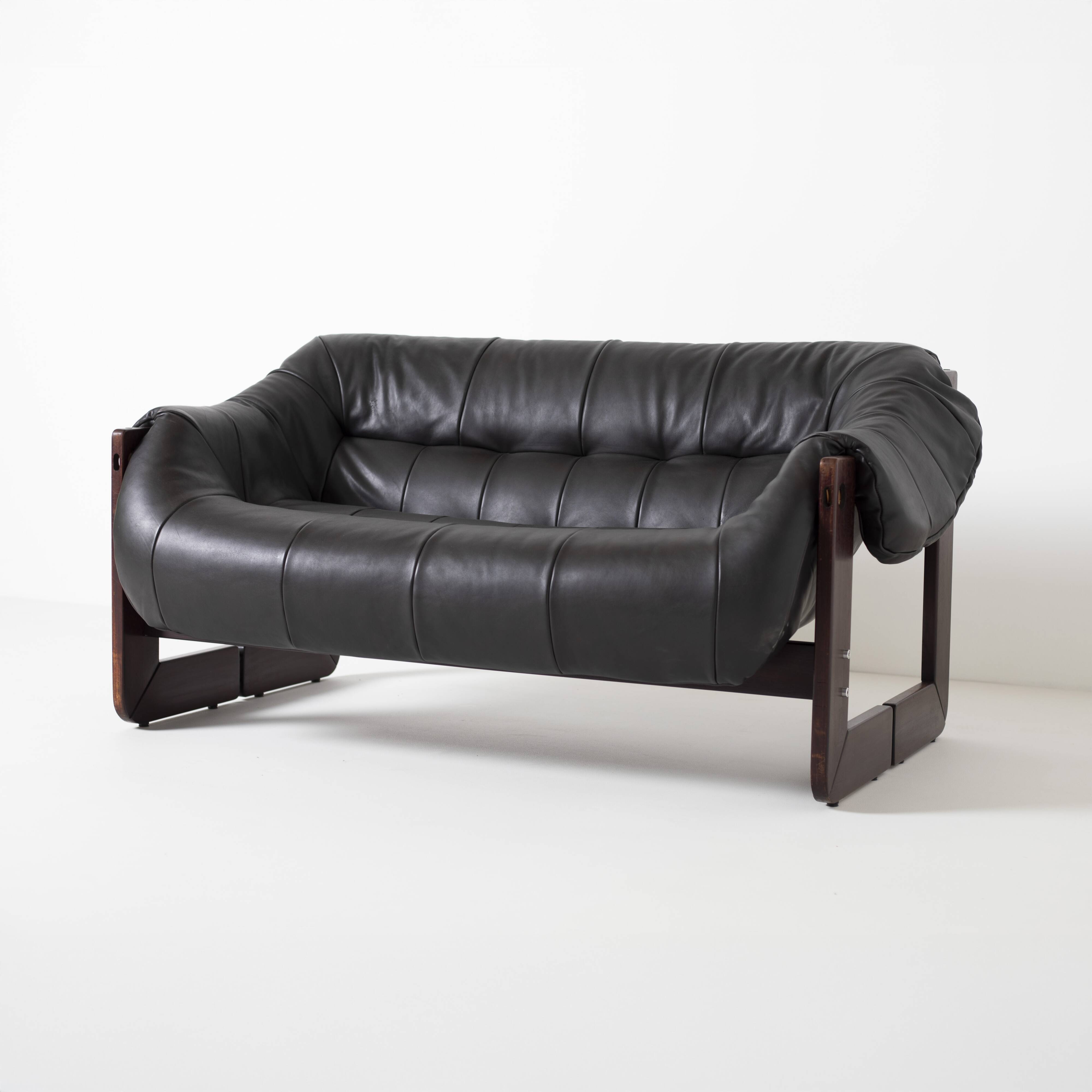 Percival Lafer loveseat Mp-97 in leather, Brazil, 1970s
