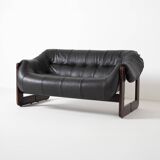 Percival Lafer loveseat Mp-97 in leather, Brazil, 1970s
