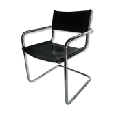 Leather and tube desk chair, Bahaus 1970