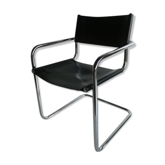 Leather and tube desk chair, Bahaus 1970