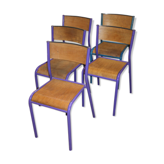 Lot de 5 chaises Mullca bleu