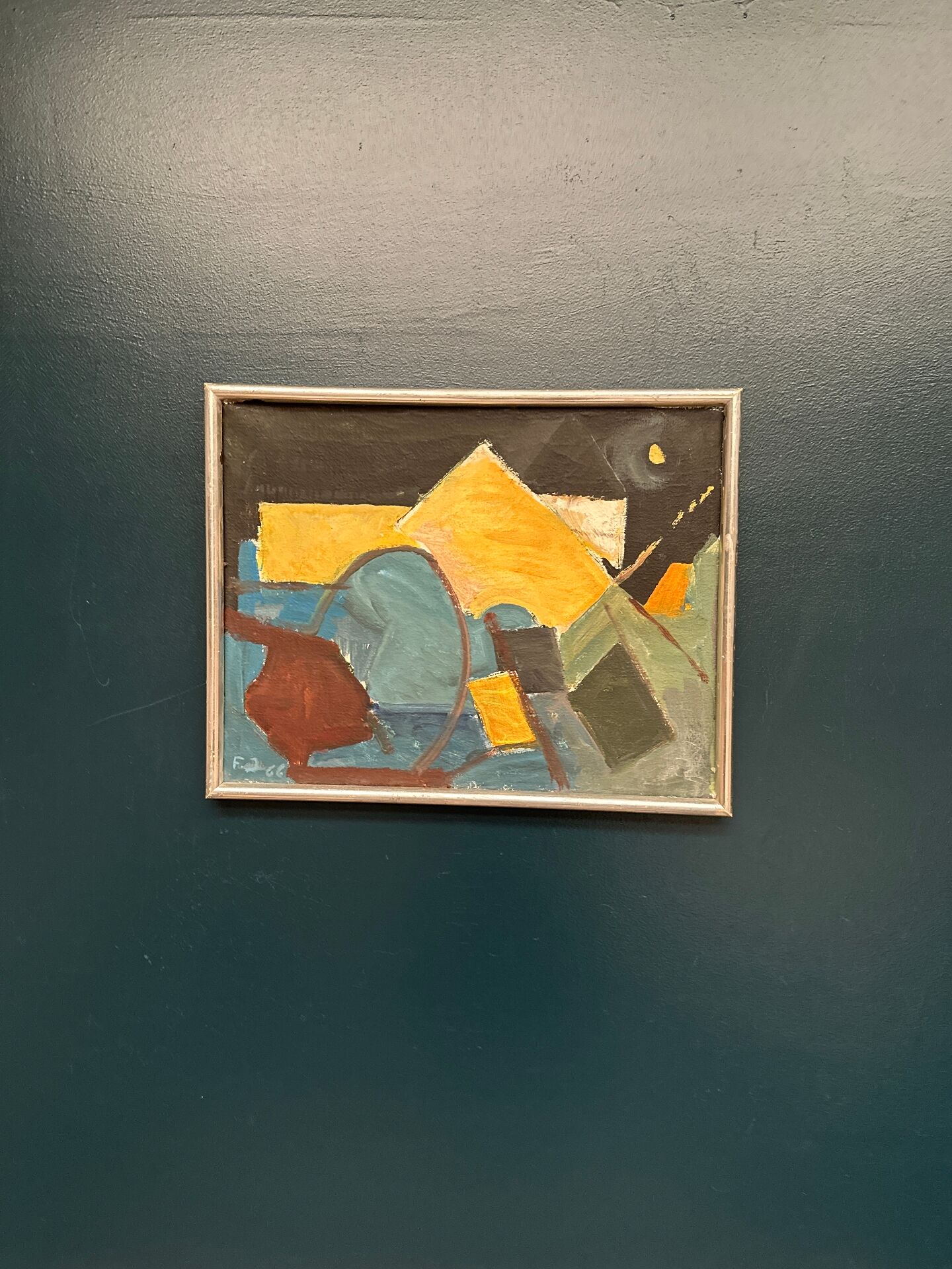 Swedish Oil on Canvas – “Abstract Composition” – Dated 1966 – Vintage
