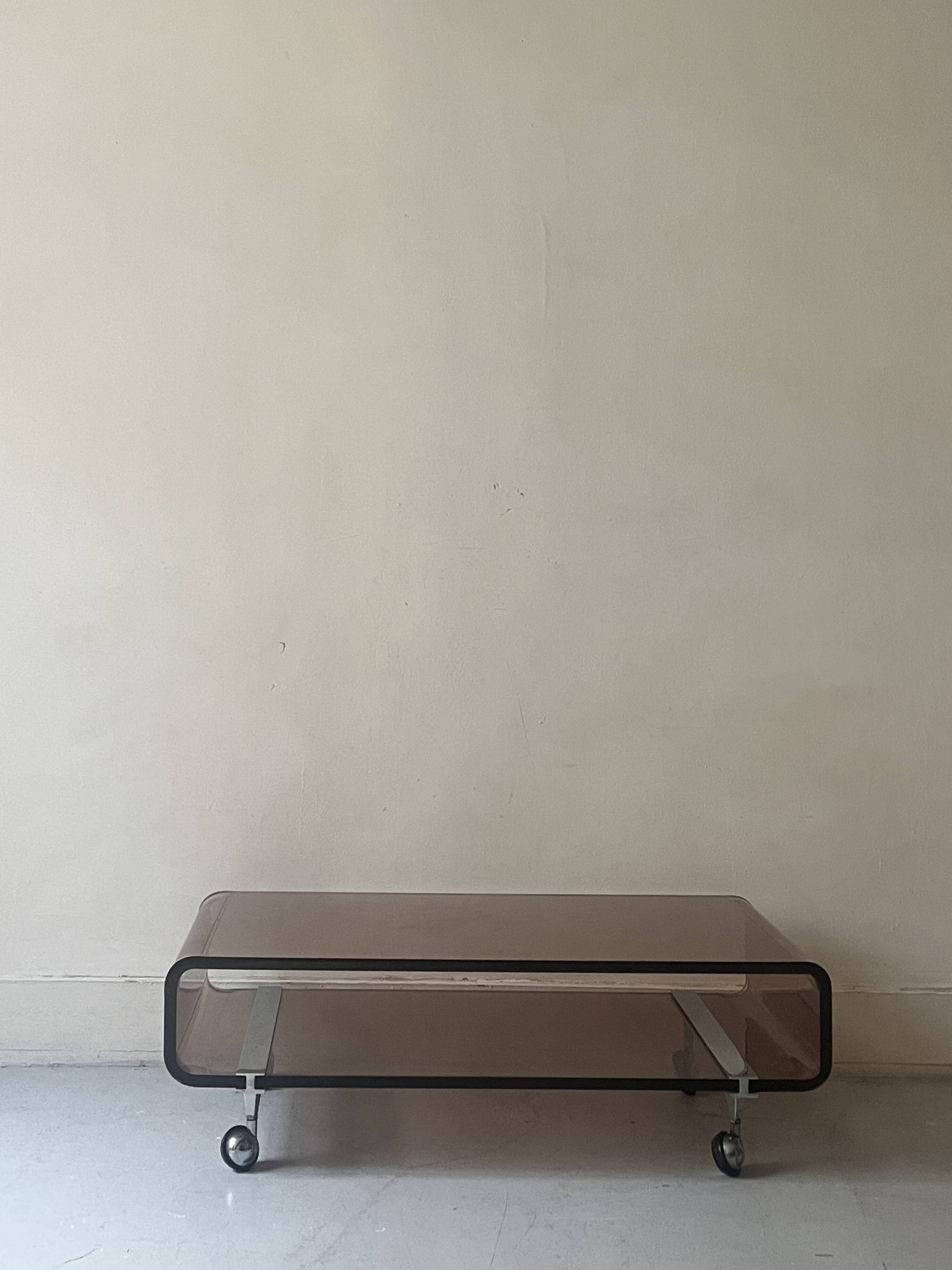 Michel Dumas Création - Smoked plexiglass coffee table for Roche Bobois 70